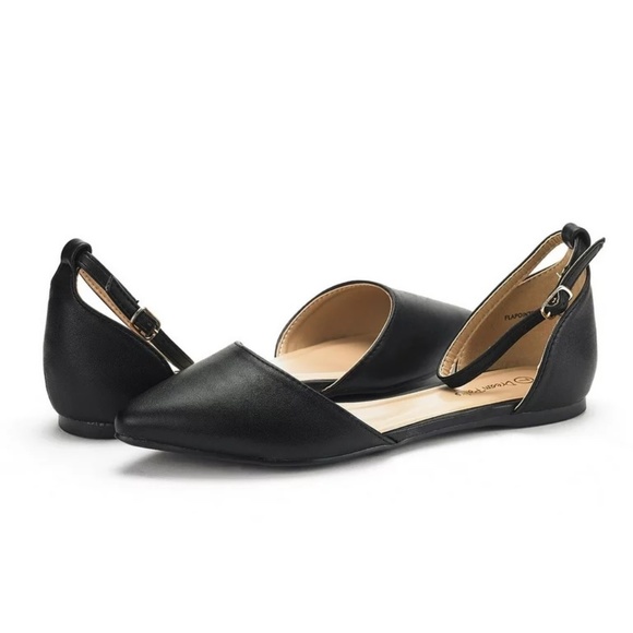 Express | Black Pointed Flats with Ankle Strap | Size 7 - Picture 1 of 3